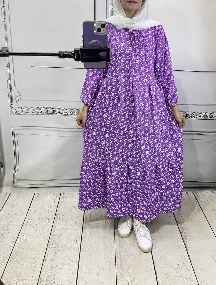 پیراهن ساحلی کرپ پفکی